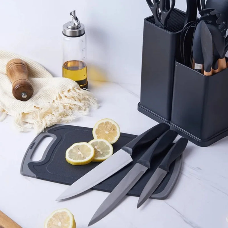 Kit Completo Jogo Utensílios de Cozinha Luxo 19 Peças