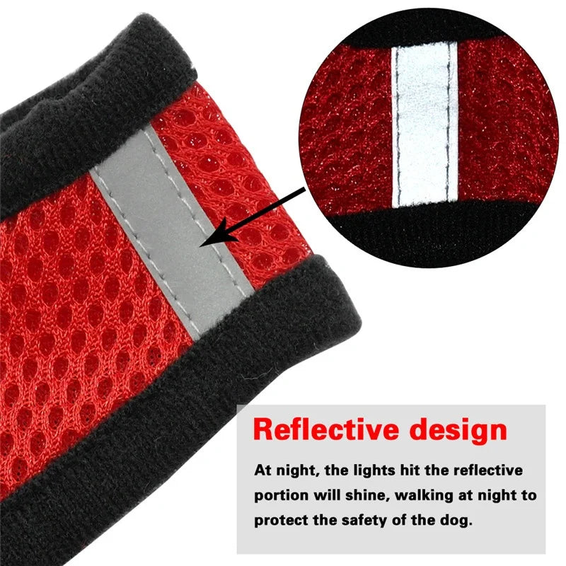 Conjunto de arnês ajustável para animais de estimação e coleira, colete respirável para pug, chihuahua, bulldog