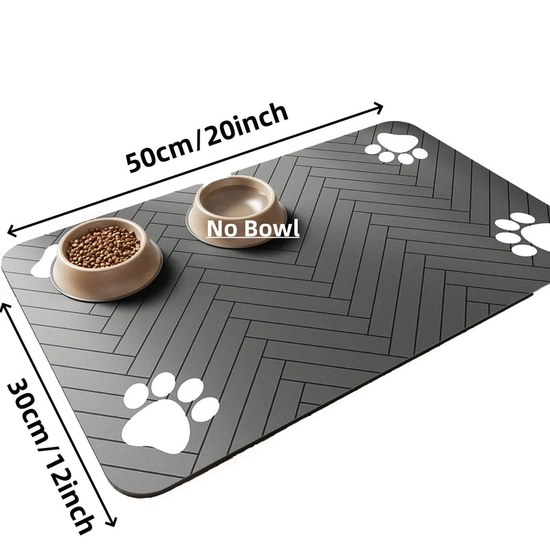 Tapete absorvente para animais de estimação para tigela de comida e água, com revestimento de borracha à prova d'água